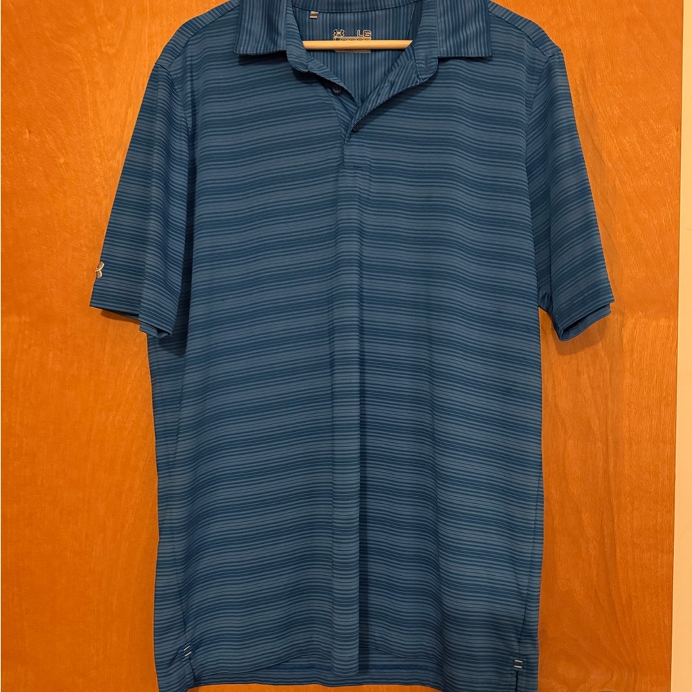 Under Armour Men's Blue Striped Golf Performance Polo